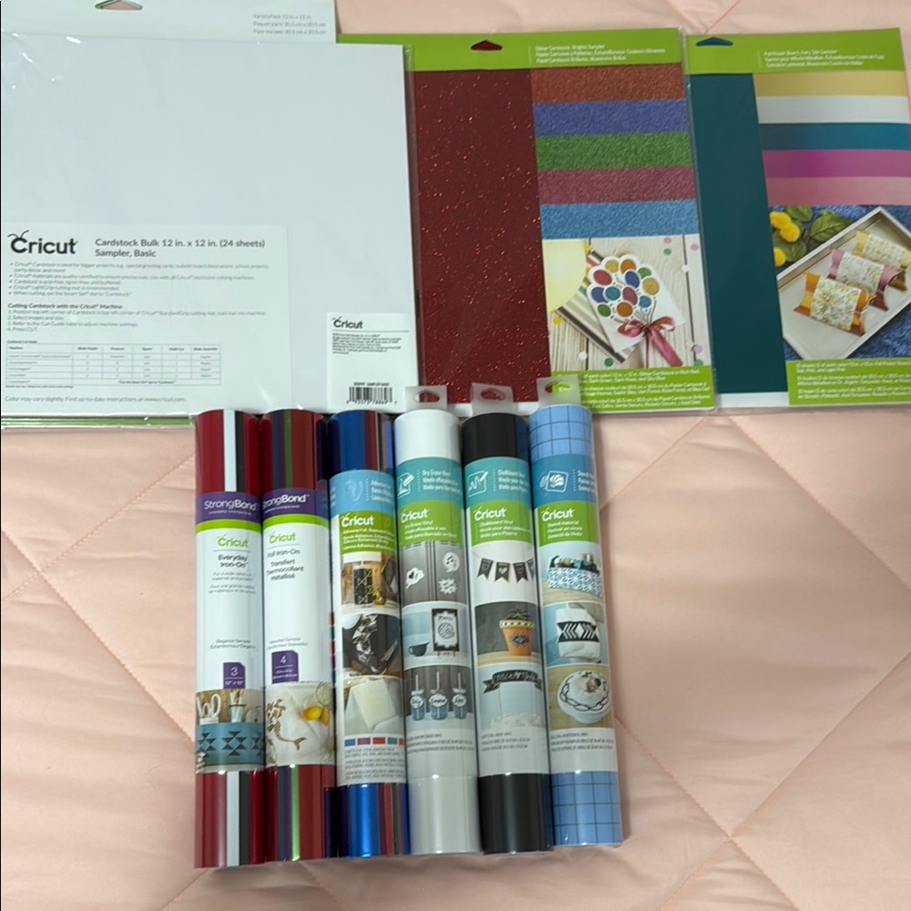 Lot of 10 New Cricut Rolls and Sheets Dry Erase Chalkboard Stencil Cardstock